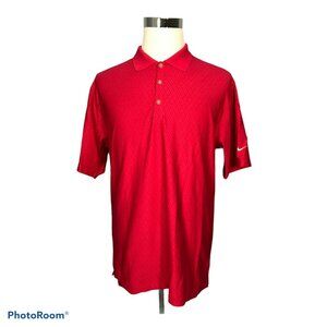 Nike Golf Red Polo Shirt Mens L Large Short Sleeve Dri-Fit Golf Athletic Wear